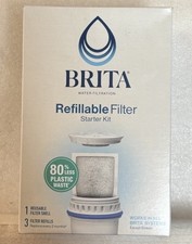 Brita Refillable Water Filtration Starter 1 Reusable Filter Shell and 3 Refills