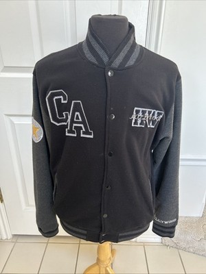 VTG 90 s Black& Gray Letterman Jacket Passion-1 Embroidered C A Hollywood XL
