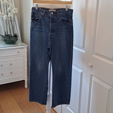 LEVI'S Premium Womens Ribcage Straight Wide Leg High Rise Ankle Jeans S-30