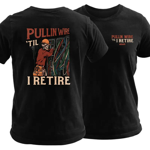 Pullin Wire Til I Retire T-Shirt Electrician Skeleton Electrician Vintage Shirt