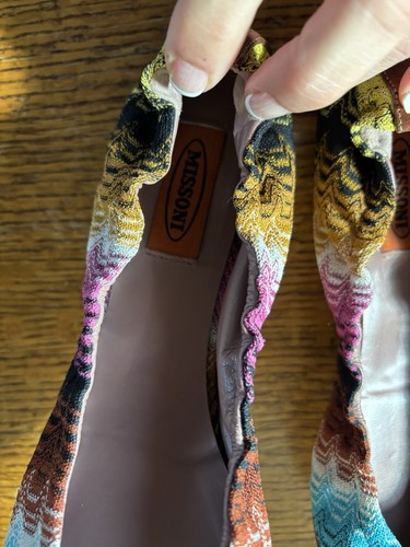 WOMENS MISSONI MULTICOLOR TEXTILE SCRUNCH BALLET FLAT SHOES 39 US/9 * - Picture 2 of 4