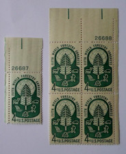 1960 World Forestry Congress- Cat # 1156 Plate Block and Single 4c Stamps MNH OG