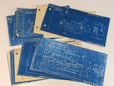 Pennsylvania Railroad PRR gedrückter Brunnenwagen Lot 15 Baupläne Spurendiagramme