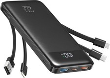 20000mAh Portable Charger with Built in Cables, 22.5W Travel Power Bank