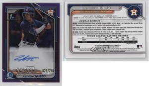 2024 Bowman Chrome Prospect Purple Refractor /250 Anthony Huezo #CPA-AHU Auto