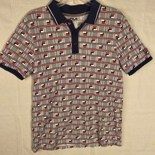 Fila Polo Shirt Mens Medium All Over Logo Retro Streetwear Tenniscore