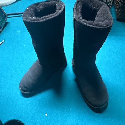 Bearpaw Men s Black Suede Slip-On Pull On Mid-Calf Boots Round Toe Size 10
