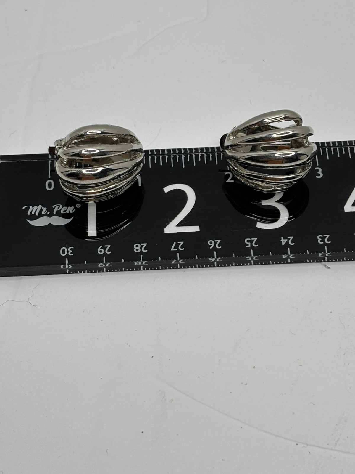 Silver Tone Clip on Earrings Cuff Twisted Style