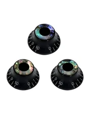  Guitar Knob 6mm Shaft Pots Volume Tone Top Speed Black with Abalone Circle