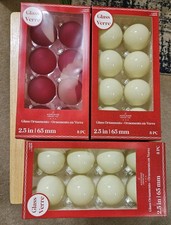 NEW Ashland Glass Christmas Ornaments 3 boxes 1 Red And 2 White