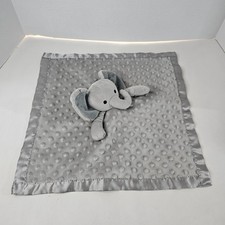 Gray Elephant Baby Lovey Plush Satin Security Blanket Stuffed Animal Toy