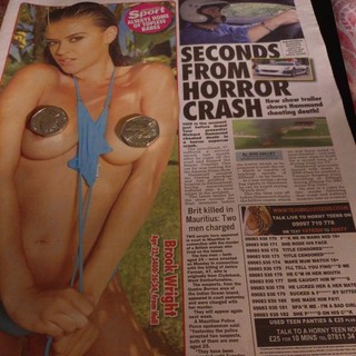 Page 3 girl Brook Wright Jessica Shears pages. Daily sport newspaper.