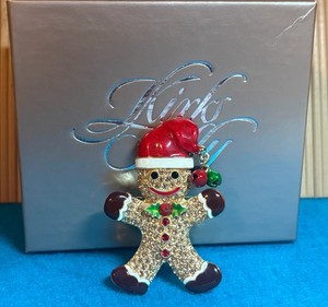 Kirks Folly Gingerbread Man Christmas Pin/Pendant GT Enamel in KF Gift Box
