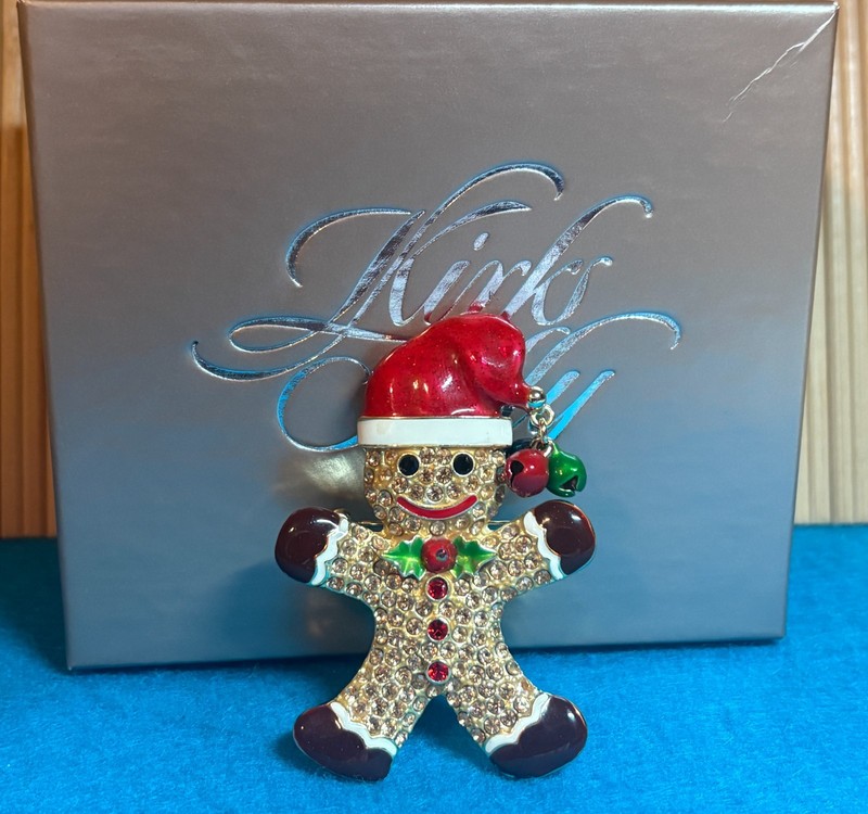 Kirks Folly Gingerbread Man Christmas Pin/Pendant GT Enamel in KF Gift Box