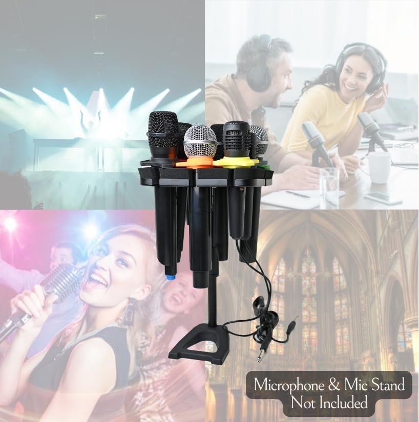 Multi Microphone Holder For Mic Stand - Square without desktop stand, black 