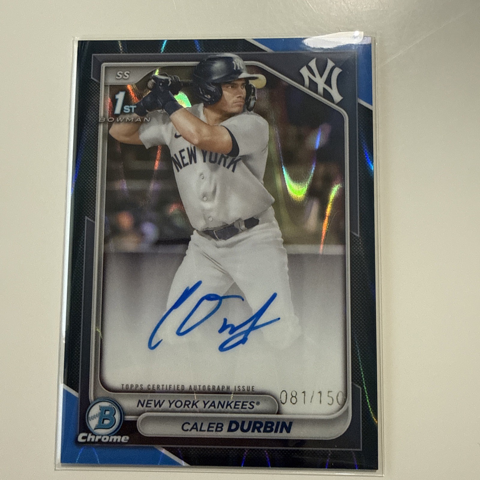 2024 Bowman Chrome - 1st Bowman Auto Caleb Durbin #CPA-CD Blue Raywave /150