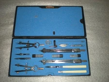 Standard Drafting Engineer Drawing Instruments Compass Set In Case