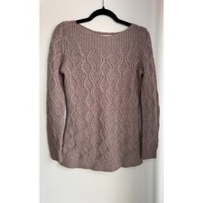 LOFT Textured Cable Knit Boat Neck Sweater XS Wool Blend