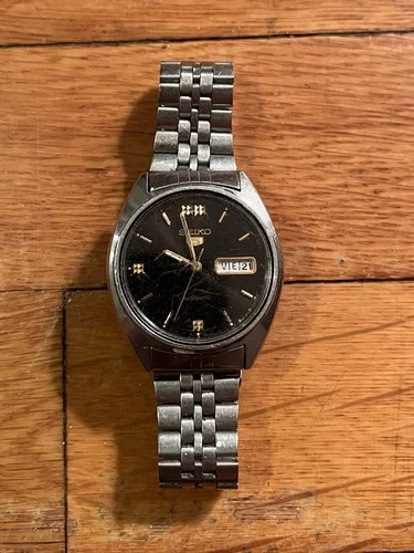 VINTAGE Seiko 5 Automatic Day Date Men's Wrist Watch Stainless Steel 6309-8840