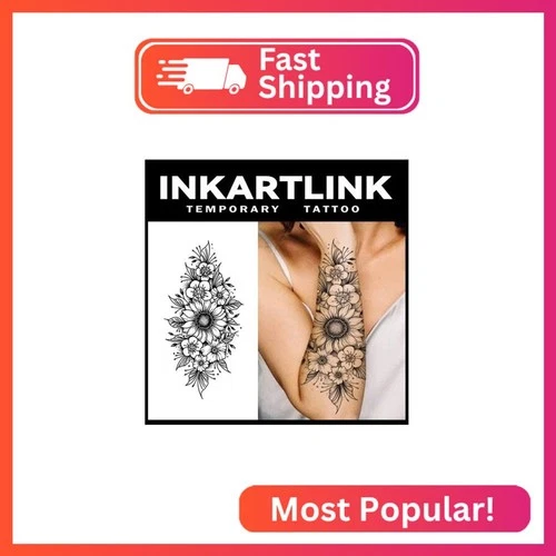 INKARTLINK Tattoo Tech, 2 Sheets Extra-Large Semi Permanent Tattoo, Adult Art De - product listing photo