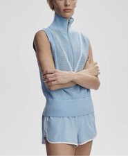 Varley Allena Half 1/2 Zip Sweater Vest Tennis Golf Large Women Blue NEW 1752