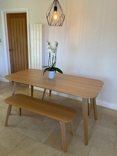 John Lewis ANYDAY Anton Oak Dining Table & 2 Benches 6 Seater Solid Wood VGC