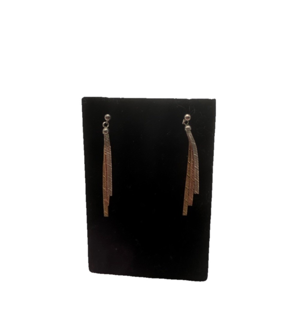 Sterling Silver 3 Strand Dangle Post Earrings Vin… - image 2