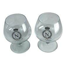 Napoleon Brandy Glasses Set of 2 Snifter Cognac Balloon Glass Gold Crest