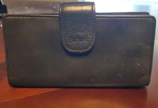 ROLFS Black Leather Snap Clutch Wallet Kiss Lock Coinpurse
