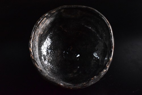 B5208: Japanese Shino-ware Nezumi Shino TEA BOWL Green tea tool w/signed box - Afbeelding 5 van 11