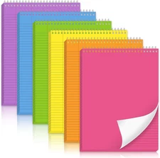 6 Pcs Colorful Top Bound Spiral Notebooks 8.5" X 11" College Ruled Aesthetic Leg
