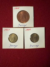 1957 & 1964 Jersey Pre-Decimal Coin Lot 3 Coins 1/24 1/12 & 1/4 Shilling XF