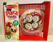 New Sealed Melissa Doug Wooden Double-Sided Pizza Paddle Play Set Topping