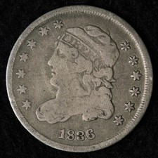 1836 Capped Bust Silver Half Dime VF E238 GUTBN