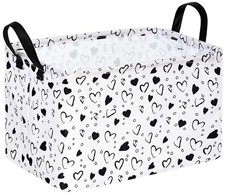 Girls Empty Gift Basket Heart Print Storage Cube for Women, Closet Grey love