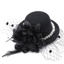 Zinniday Small Tea Party Hat - Black Veil Elegant Kentucky Hats with Clip 192...