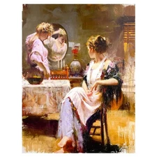 Pino (1939-2010), "Sisters" Limited Edition on Canvas, Numbered and Hand Signed