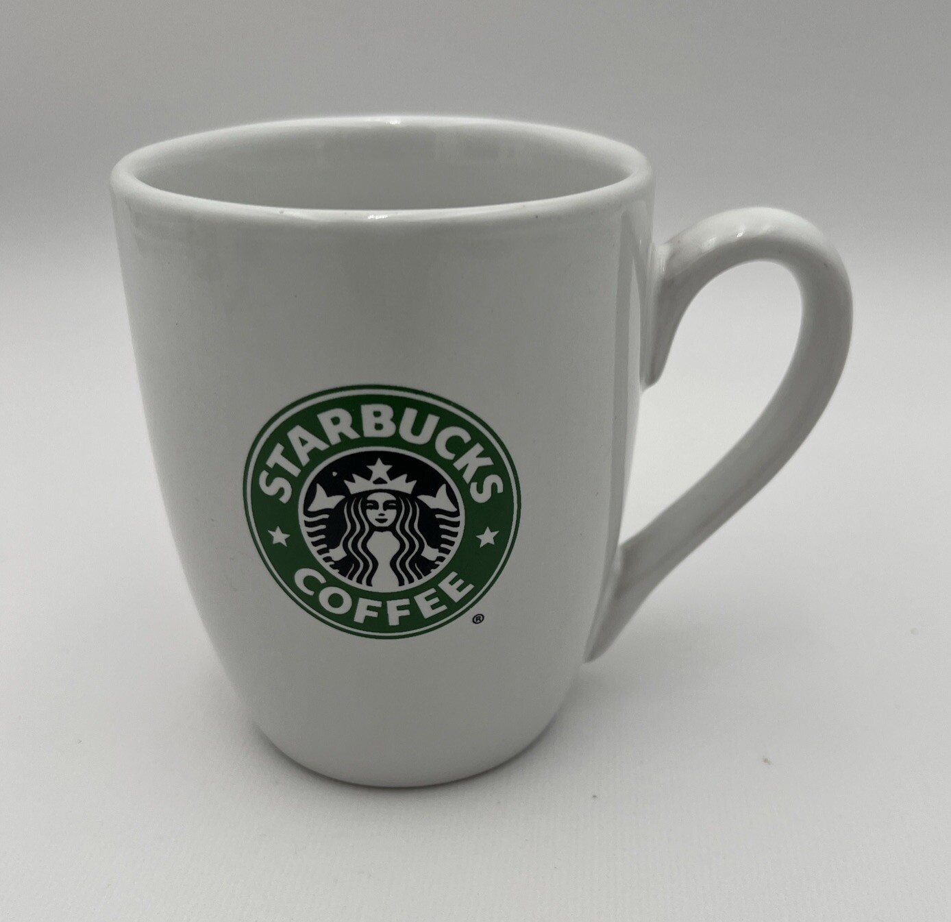 Starbucks 2008 White Barrel Ceramic 10.2 oz Coffee Mug