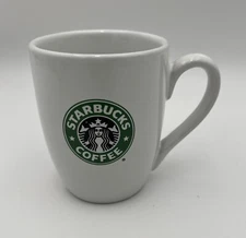 Starbucks 2008 White Barrel Ceramic 10.2 oz Coffee Mug