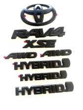 OVERLAY !! 2019 - 2024 TOYOTA RAV4 XSE AWD HYBRID MATTE BLACK OUT EMBLEMS KIT