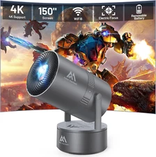 [Built-In Battery] Mini Projector with Wifi and Bluetooth, 4K 1080P Supported 27