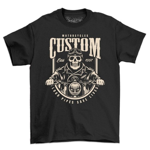 Loud Pipes Save Lives Custom Motorcycles Vintage Cafe Racer Men's T-Shirt - Picture 4 of 6