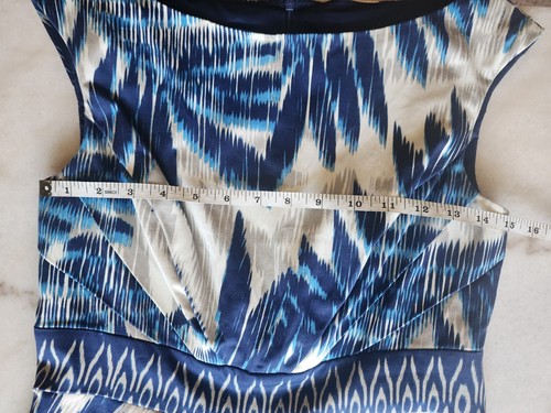 Adrianna Papell Womens Size 6 Dress Blue and White Tropical Print Short Sleeve - Picture 12 of 14