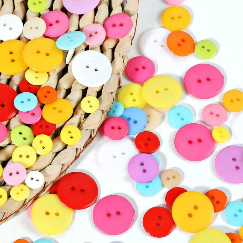 100pcs 8-25mm ROUND TINY SMALL RESIN DOLL BUTTONS MIXED COLOUR CRAFT SCRAPBOOK - Image 2 of 4