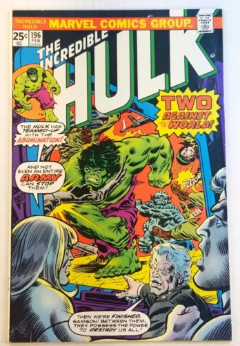 THE INCREDIBLE HULK #196 Marvel Comics 1976 VF+ 8.5 Gil Kane John Romita Sr. cvr - Picture 1 of 8