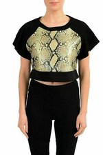 Just Cavalli Women's Suede Leather Snake Print Cropped Top US S IT 40
