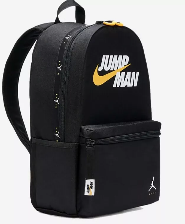 Nike Air Jordan Jumpman Black Yellow Backpack 13 Laptop 9A0551 023 School  Bag