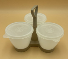 Vintage Tupperware Condiment Caddy with 3 Bowls & 3 Lids
