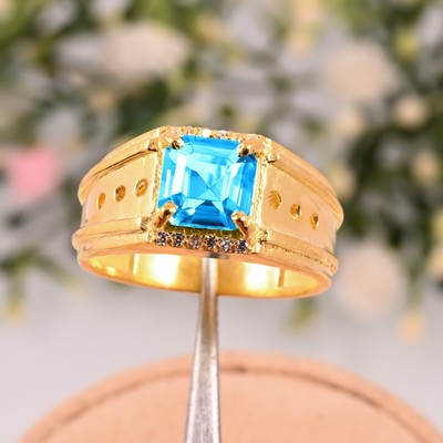 Sky Blue Topaz Gemstone 925 Sterling Silver Jewelry Handmade Engagement ...