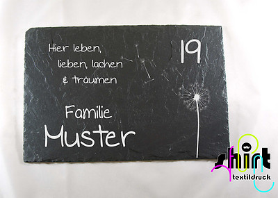  S 102 -Schiefertafel Hier leben Familie Schiefer Türschild Haustürschild
